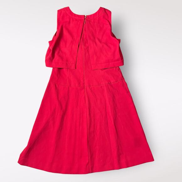 Tommy Hilfiger Red Pleated Mod Retro Style Knee Length Dress Size 10 - Picture 4 of 10